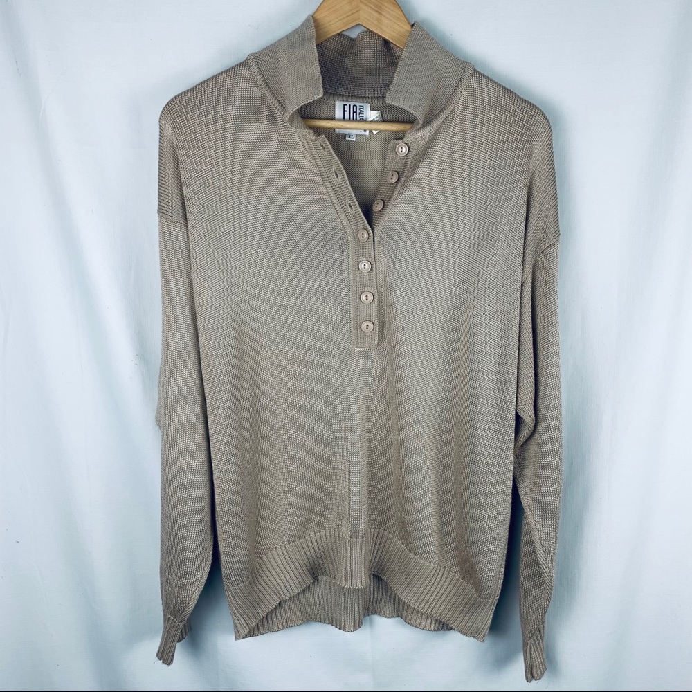 FIA Italia Vintage Gold Collared Sweater Sz XL